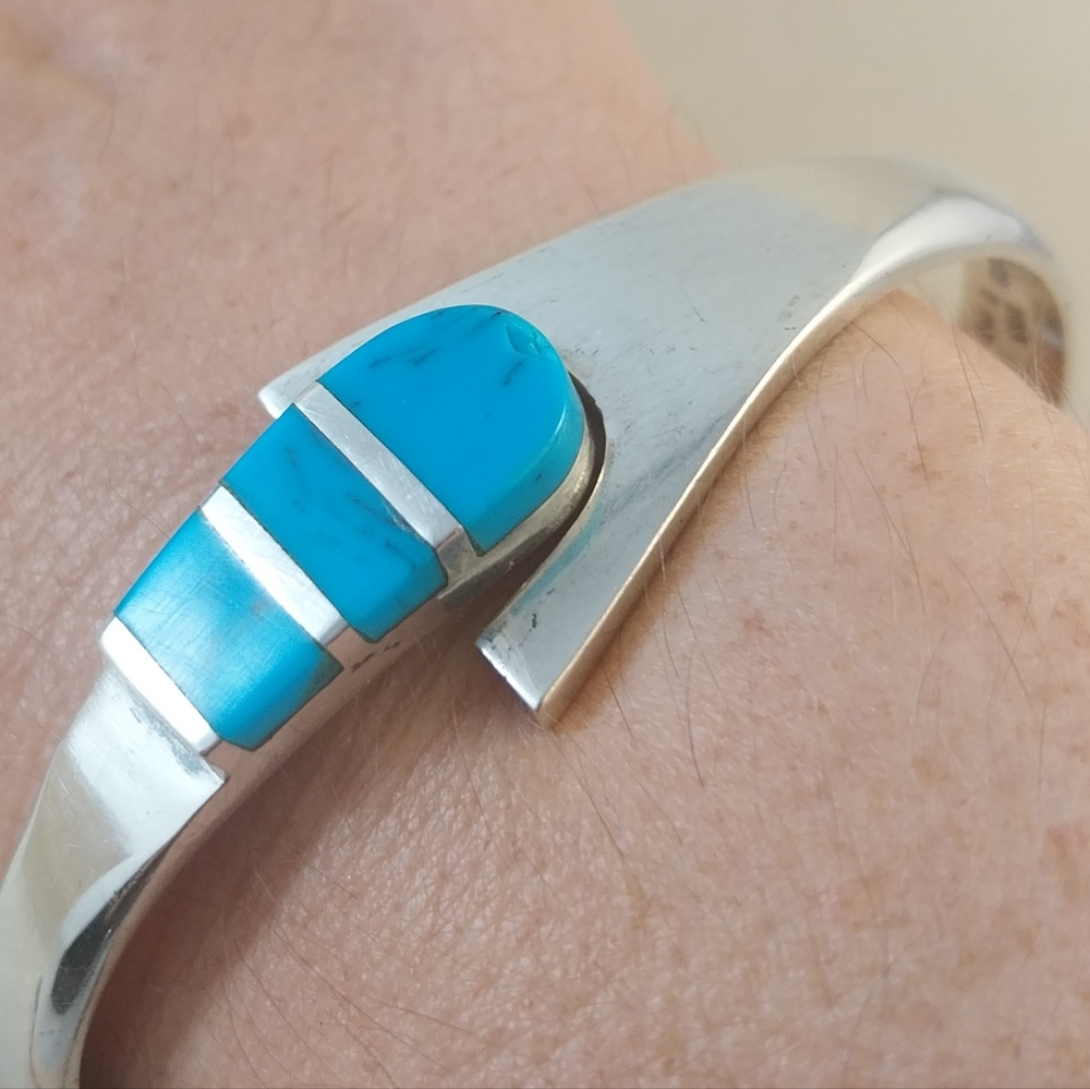 Sterling Silver and Turquoise Bracelet - Picture 11 of 16